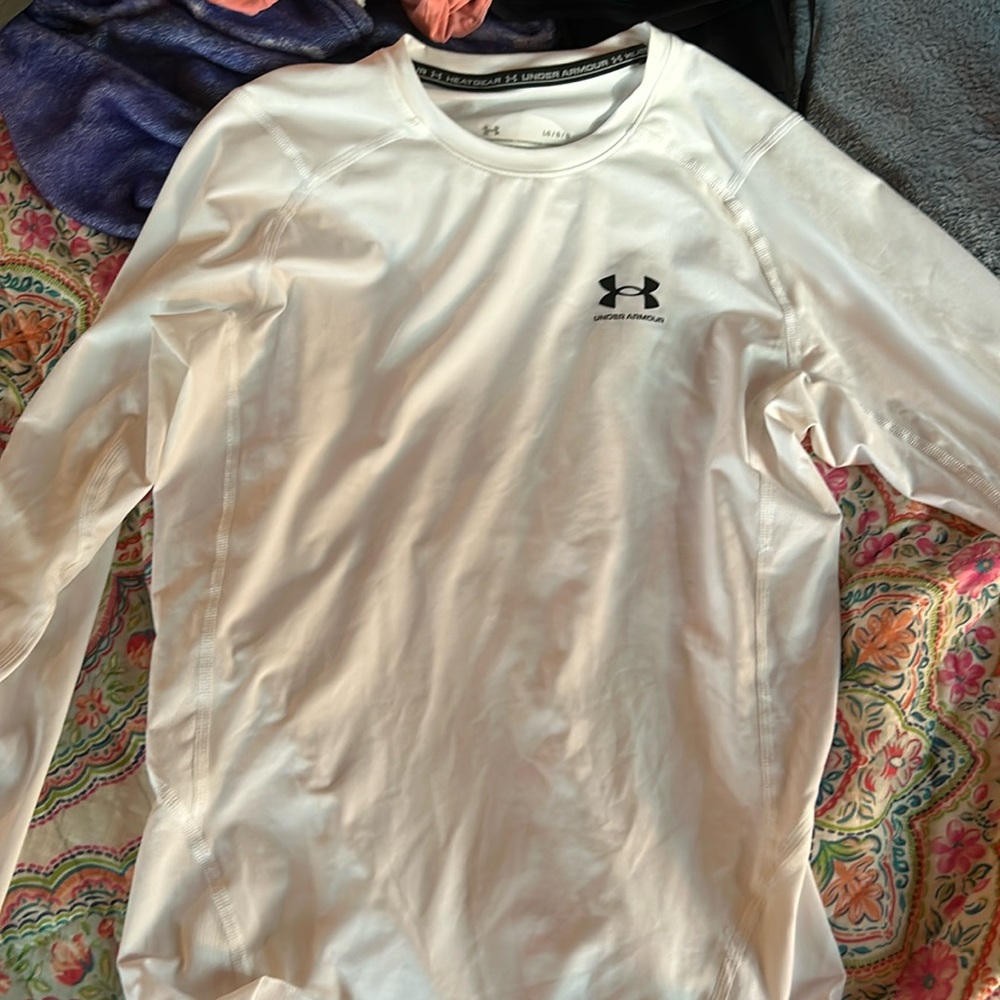 NWOT Men’s Under Armour White Long Sleeve Compression Shirt Size Large